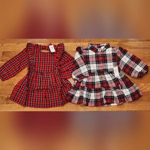 Brand New Holiday Plaid 12-18 Months Baby Girl Long Sleeve Dresses